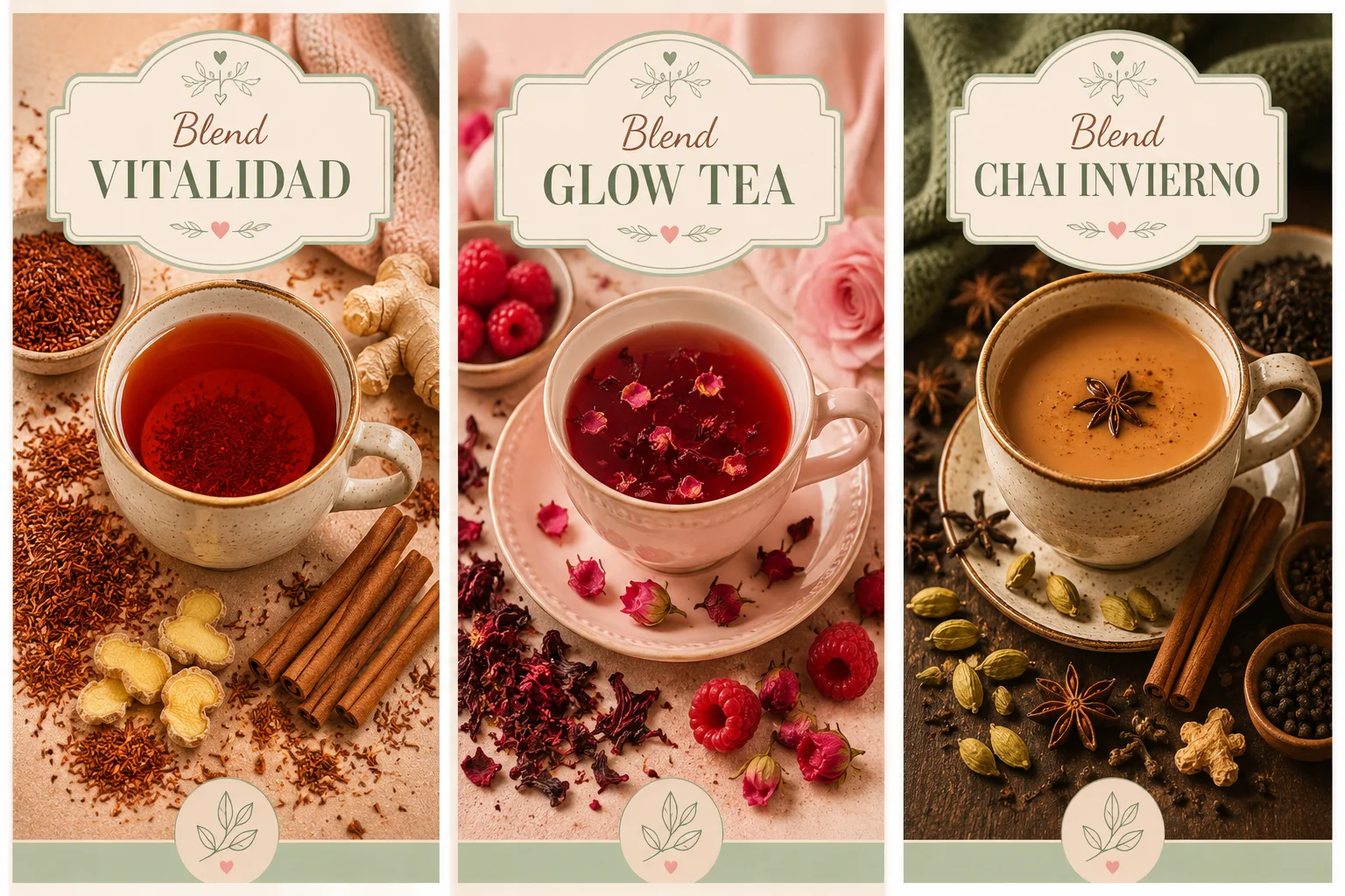 Blends artesanales de té y hierbas